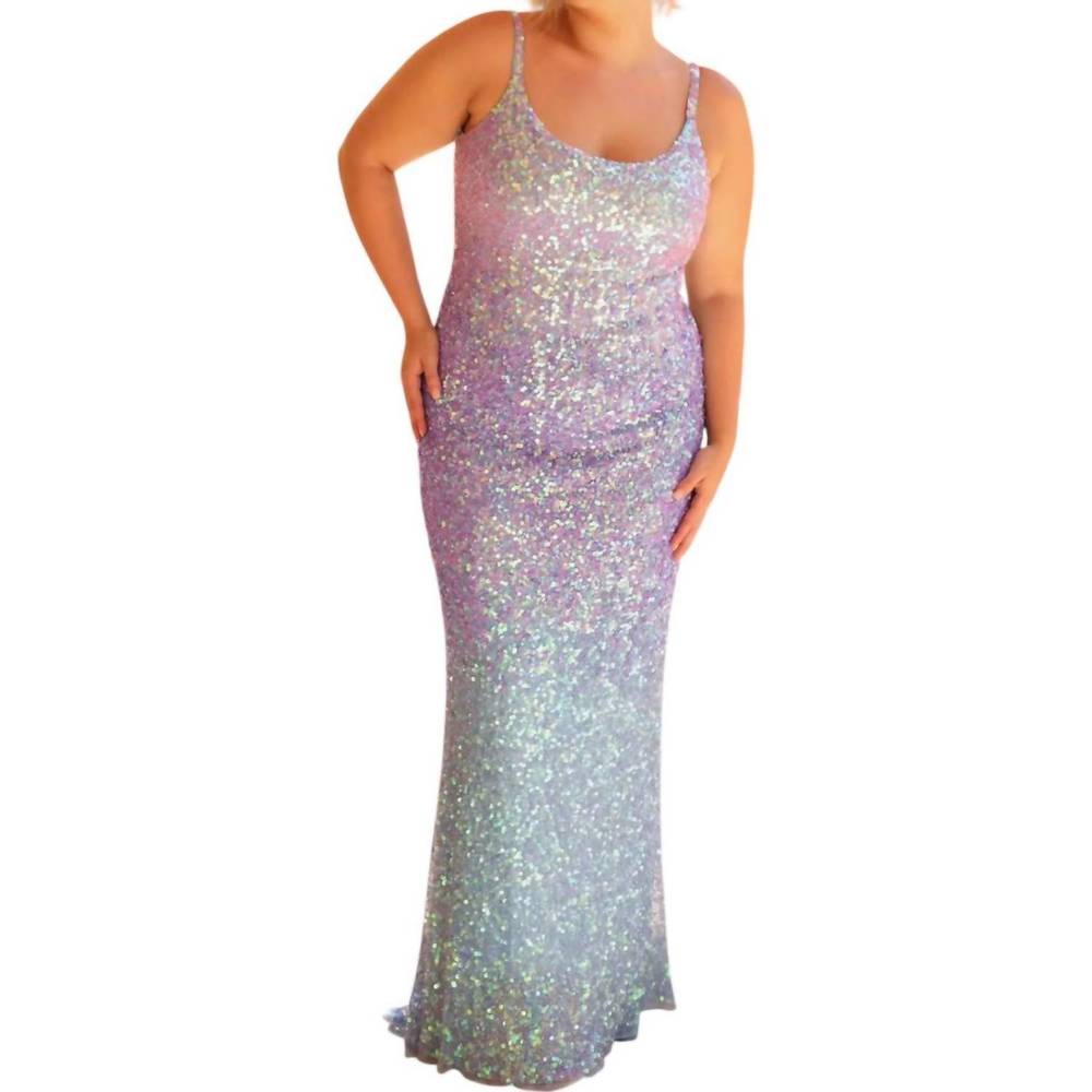 NEW PRIMAVERA long curvy prom dress in crystal blue